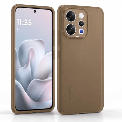 Image of FIRST MART Back Cover for Vivo V70 5G | Ultra-Thin Frosted Matte Semi-Transparent Silicone Case, Anti-Slip Grip, Precise Fit | Brown
