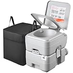 VEVOR Portable Toilet, 5.3 Gallon Detachable Waste Tank, 120 Flushes, Camping Toilet for Adults, Outdoor Travel Potty with Level Indicator, Carry Bag, Suitable for RV Travel, Camping, Hiking, Boating