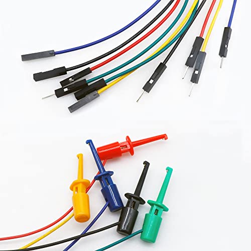 Image of Treedix 10PCS Test Hook Clips IC Clip Test Leads Logic Analyzer 30cm Jumper Wires Breadboard Testing Male and Female Copper Wire Flexible for Electronic Work Electrical Testing