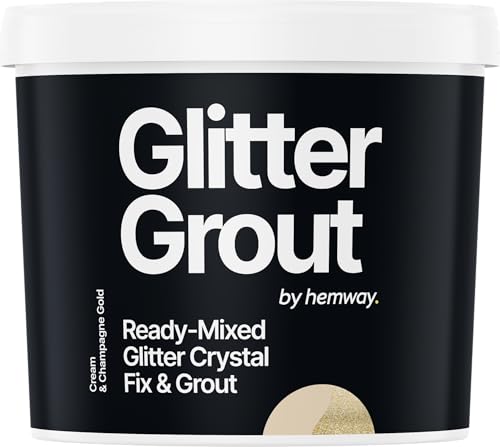 Hemway Champagne Gold Glitter with Cream Grout 2.5L / 4.5kg Ready Mixed Glitter Grout & Fix | Floor, Wall & Tile Adhesive, Water-Resistant, Anti-Mould, Easy to Use & Fast-Drying