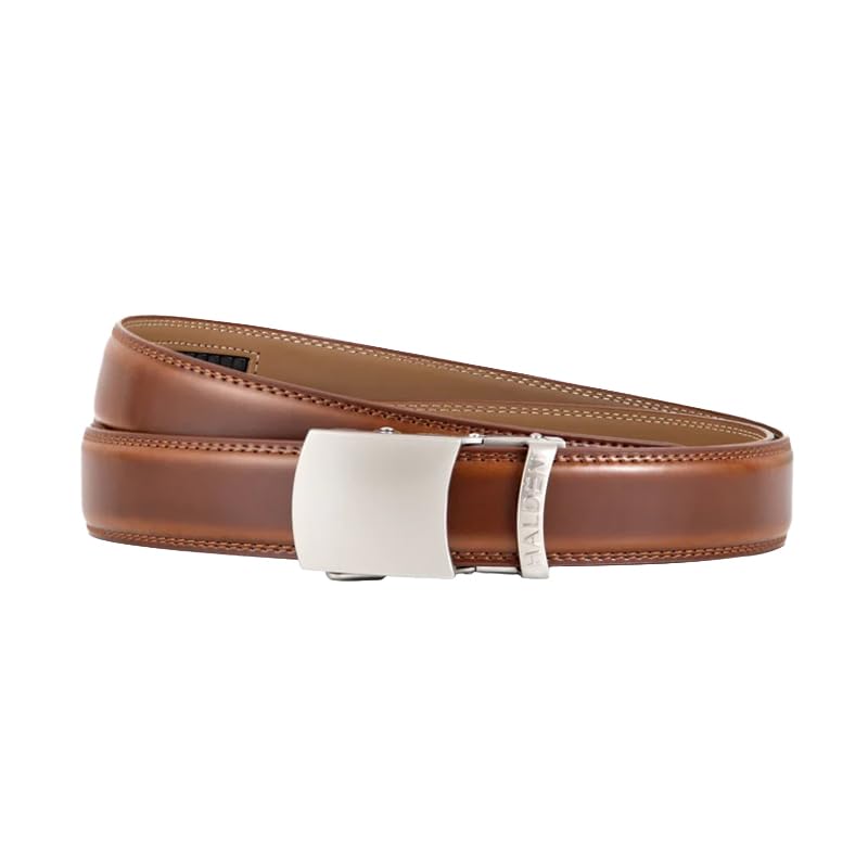 Image of HALDEN BURLEY Belts For Men Leather Original (Free Size Fits Up to 44 Inch Waist) Ratchet Straps, Unique Magnetic Auto-lock Buckle Formal Belts For Men