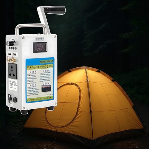 AUTUMFLATGAO Generatore di Corrente Portatile, Generatore Manuale da 160 W, Alimentazione di Emergenza da 27000 mAh, Alimentatore di Emergenza con Caricabatterie USB, Generatore a Manovella,220V