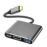 QCEs USB C to HDMI Multiport Adapter, USB-C Digital AV Multiport Adapter, 4K HDMI Video Output USB 3.0 PD Charging Converter Hub Compatible with Apple MacBook Pro iPhone 15 iPad, Galaxy S24