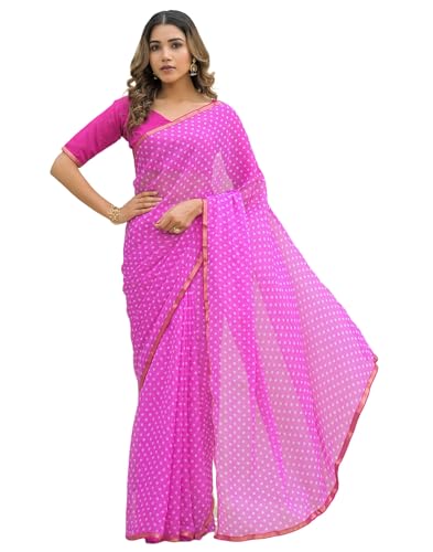 Image of SIRIL Women's Chiffon Printed Saree with Unstitched Blouse Piece