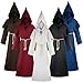 Friar Medieval Cloak, Pull Over Wizard Hooded Robe Knight Cape Dress Up with Necklace Belt Tattoo Sticker Witch Sorcerer Robes Halloween Men Women Adult Teens Costume Outfit Party Props Brown XXL