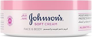 Johnson's 24 Hour Moisture Body Cream, a gentle and hydrating soft formula designed to reduce skin tightness, flakiness, and dullness, providing long-lasting comfort and a healthy glow, 300ml.