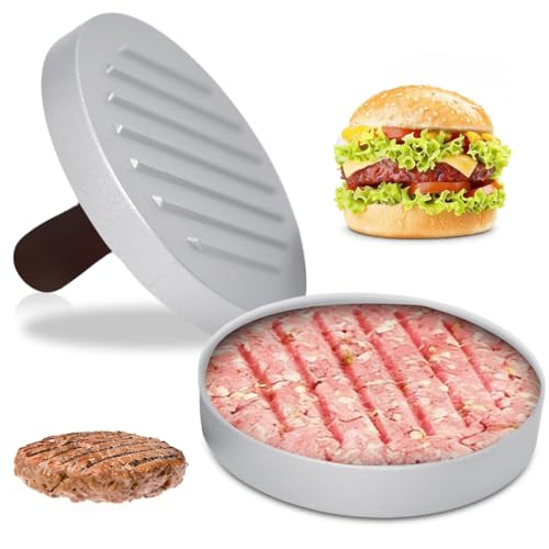 Hamburger Press Patty Maker Machine Non-Stick Aluminum Meat Burger Patty Stuffing Making Mold for Beef Barbecue Vegetables Picnic Home Cooking Grilling 11.78cm