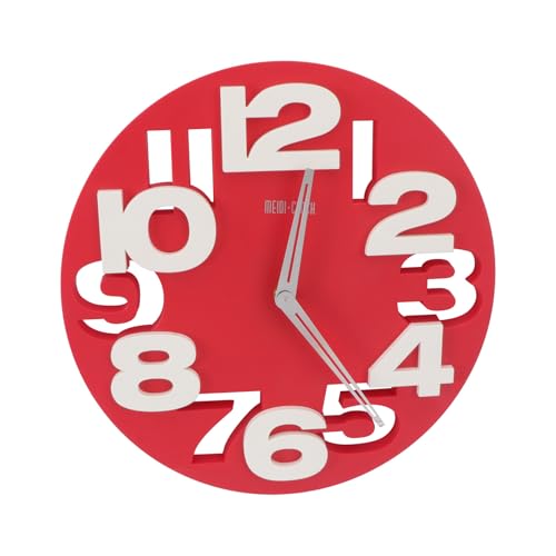 Horloge murale rouge 3D pour habiller un mur vide avec un mécanisme quartz fiable - 2