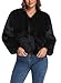 HOOD CREW Women’s Fashion Cropped Faux Fur Jackets Long Sleeve Fluffy Winter Coats Casual Cardigan Outerwear Short Coat Black S