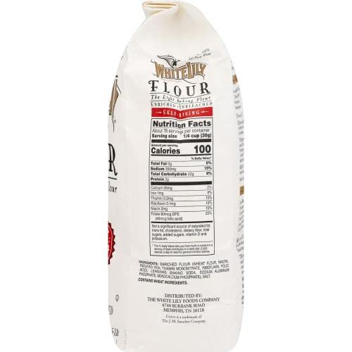 White Lily Unbleached SelfRising Flour, 5lb Bags (2Pack)