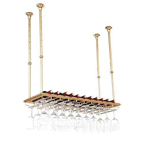 Stemware rack de altura ajustable con soporte de metal para botellas y copas de vino 2