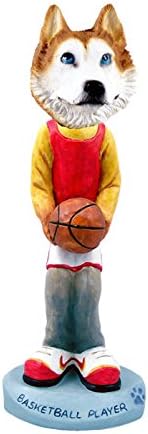 Husky Red & White w/Blue Eyes Basketball Doogie Collectable Figurine