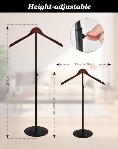 Adjustable Shoulder Stand Shirt Rack, T Shirt Display Stand for Shops (Black, Pack of 2) - Thumbnail 2