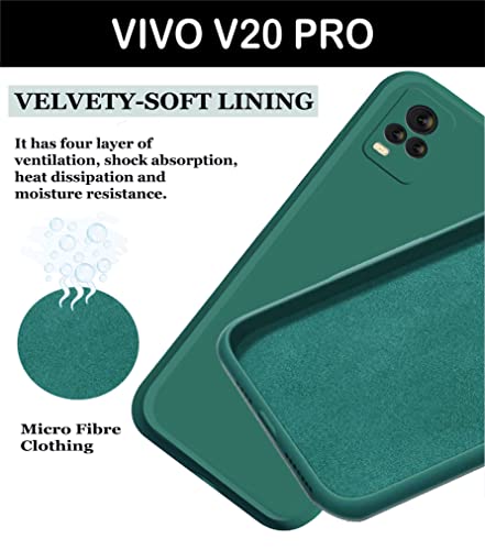 Image of A rtistque Liquid TPU Silicone Matte Shockproof Flexible with Camera Protection Soft Back Cover Case for Vivo V20 pro - Dark Green