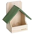 Navaris Small Bird Nest Box - Wooden Nesting Box for Robin, Hummingbird, Parakeet, Bluebird - Open Front Outdoors Birdhouse Birds - Made of Pine Wood