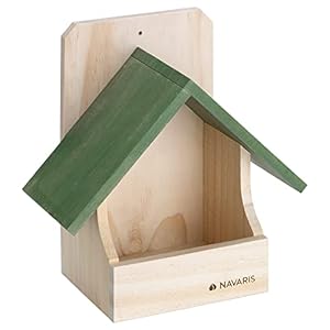 Navaris Vogelvoederhuisje voor de tuin – Hangend nestkastje voor zangvogels en mussen – Houten voederstation voor vogels – In 1 stuk