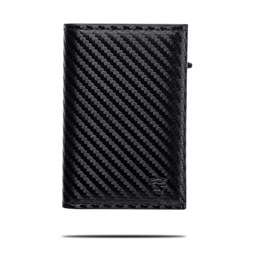 Image of Conceal Plus RFID Wallet for Men with Apple Find My Tracker, Black Carbon | Slim Wallet for Men Stores up to 10 Cards, Wallet Tracker with Cash & ID - Carbon Fiber Design for Organized Daily Essentials