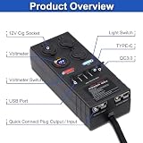 Mini rozdzielacz prądu 12 V DC gniazdo na baterie maks. 50 A prąd z 2 x Anderson, 6 x USB i 3 x zapalniczka samochodowa, mini pudełko na baterie do użytku na zewnątrz, na kemping, do wędkowania, w