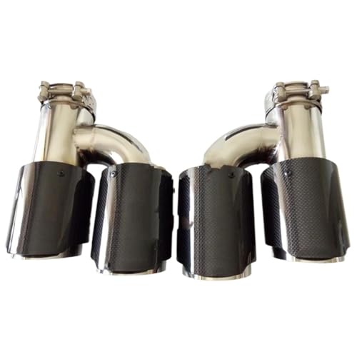 Embout d'échappement carbone brillant double style H avec logo pour look sportif