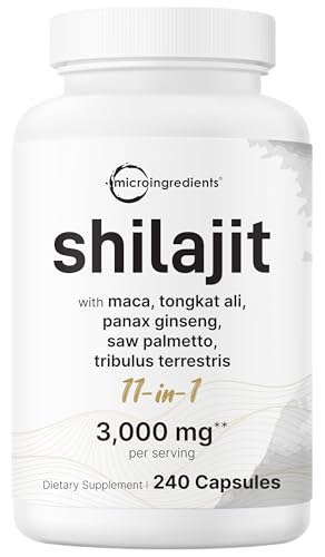 Micro Ingredients Shilajit 11in1 Complex for Men & Women 240 Capsules - High Potency Shilajit Extract with Naturally Occurring Fulvic Acid - Maca Root Tongkat Ali Ginseng Black Pepper & More