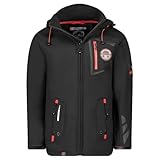 Canadian Peak Tacibeak Men - Chaqueta Softshell Hombre Impermeable Con Capucha - Abrigo Para Hombres Outdoor Cortavientos Resistente - Senderismo Esquí Otoño Invierno Primavera (Negro L)