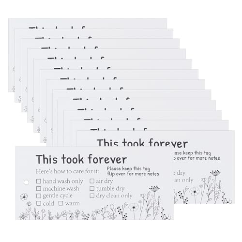FREEBLOSS 100 Stück Handgefertigte Pflegeetiketten 'This Took Forever' Kleidung Waschanleitung Hängeetiketten Pflegeetiketten Für Kleidung Handgefertigte Artikel 2' x 4.3'