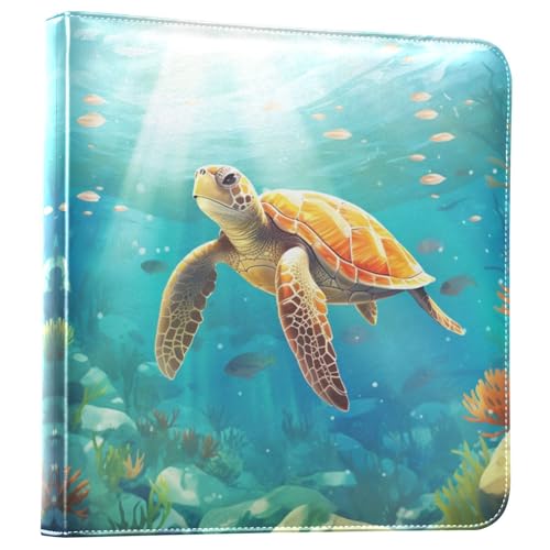 JIPONI Sea Turtle Underwater Large Photo Album, DIY Leather Cover Scrapbook Albums for 4x6 5x7 6x8 Pictures, Self Adhesive Memory Book for Wedding, Baby, Family