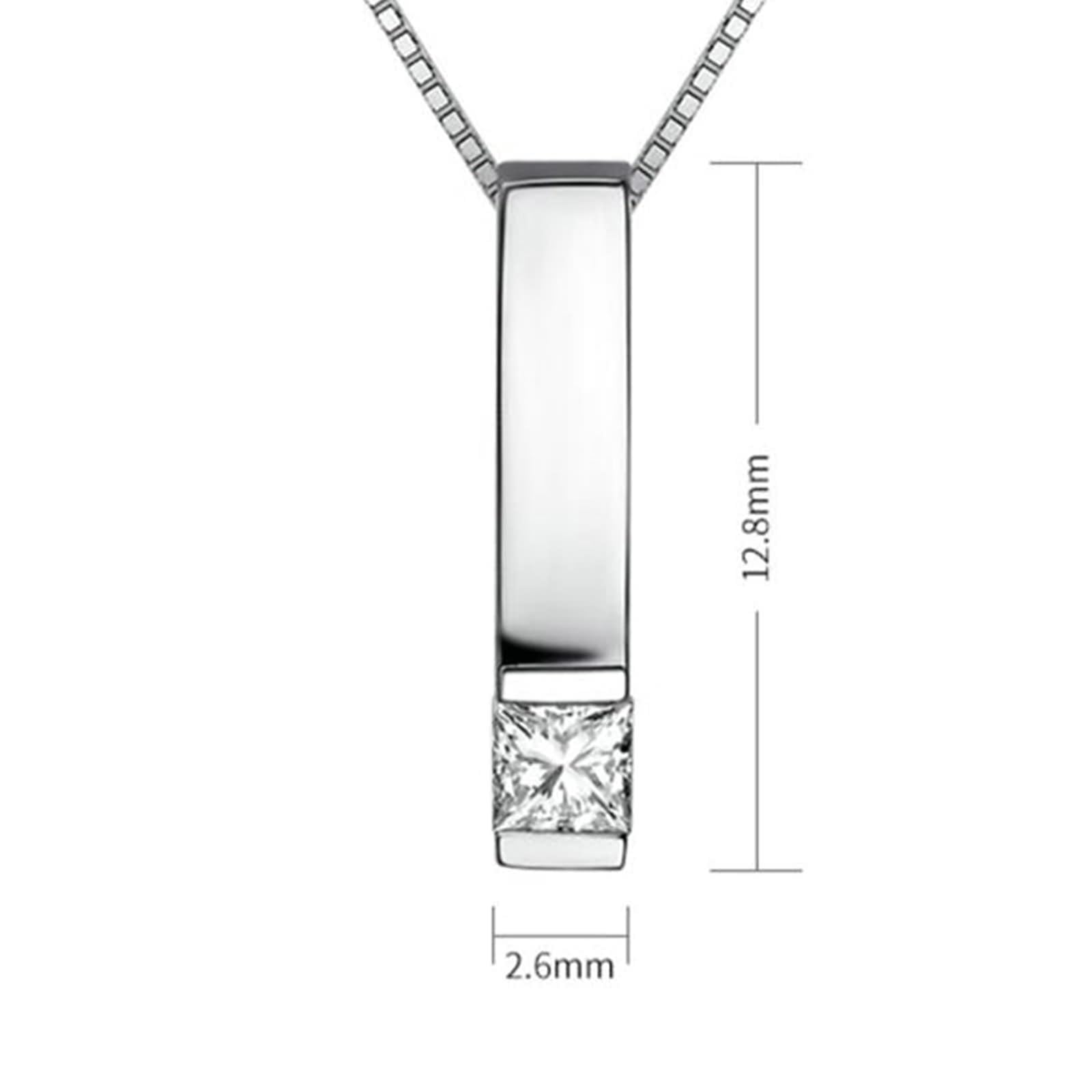 Damski łańcuszek z wisiorkiem, damski łańcuszek z diamentem o szlifie księżniczki, 0,07 ct, białe złoto/platyna