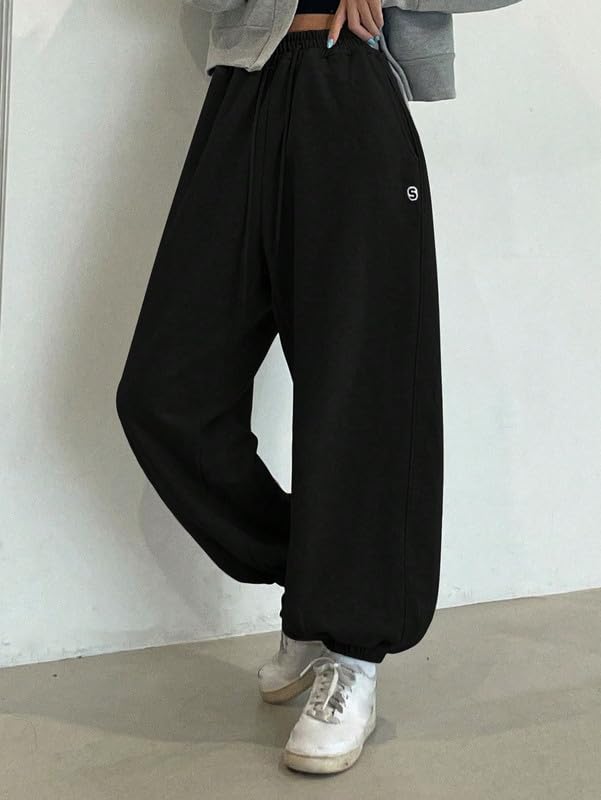 Image of Imsa Moda Women's Loose Fit Track Pants | Polycotton Joggers with Elastic Waistband & Side Pockets | Comfortable Gym, Yoga & Casual Wear Trousers