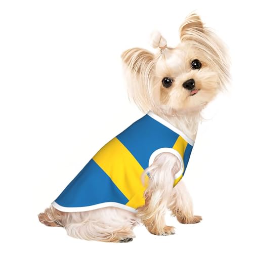 Hundehemd mit schwedischer Flagge, für kleine Rassen wie Chihuahuas, Yorkies und Welpen