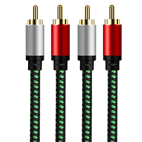 RCA Cable 3m,OvagYeng 2Rca Male to 2-RCA Male Audio Stereo Subwoofer Cable [Hi-Fi Sound] Nylon-Braided Auxiliary Audio Cord for Home Theater, HDTV, Amplifiers, Hi-Fi Systems,Speakers and More