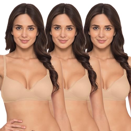 Image of Komli - Heavily Padded Push-Up Bra - Cotton Rich - Balconette - 3 /4th Coverage, Seamless, Wireless, Multiway Straps - T-Shirt Bra