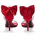 Coutgo Womens Ankle Strap High Heels Open Toe Stiletto Bow Tie Knot Heeled Sandals Fashion Wedding Dress Pump Shoes Red 10