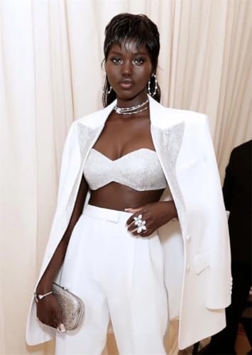 Women's Suit Jacket with Sequin Peak Lapel High Waisted Pants Two Pieces Sets Business Casual2