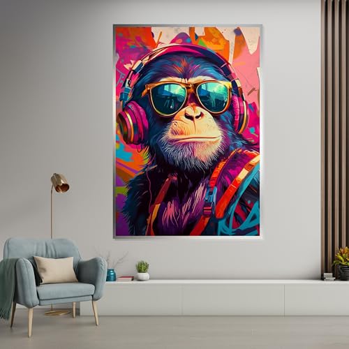 Art mural abstrait animalier singe funky tableau sur toile déco murale salon 70x100