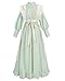 CR ROLECOS Womens Pioneer Dress Green Floral Prairie Dresses Long Sleeve Pilgrim Colonial Costume Ruffles Apron Set XL