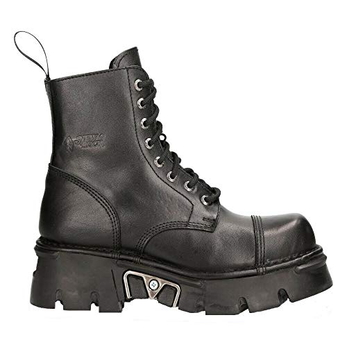 New Rock M-NEWMILI083-S19 Men's Metallic Combat Boots Black Leather Military Biker Goth Punk Shoes3