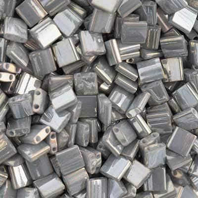 Miyuki TILA Beads 5x5mm 2 Hole TL1865 Gray Terra Opaque AB 250Gms Bulk Bag of Japanese Glass Beads