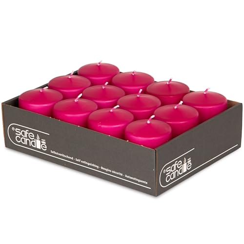 DecoLite 12er Pack Stumpenkerzen 80/60mm - Selbstverlöschend, Safe...