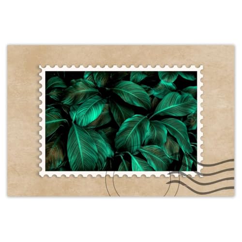 Sticker mural feuilles turquoise 90x60cm pour mur blanc