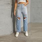 High-Leg-Jeans-Buttocks-Color-Flared-Jeans-Straight-Slim-Womens-Fit-Solid-Ripped-Waiste-Womens-Jeans
