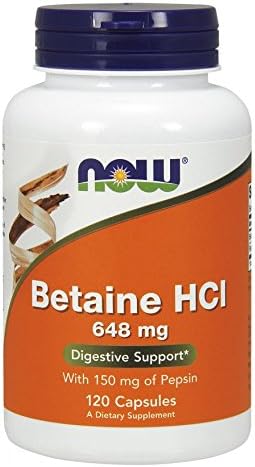 Now Foods Betaine HCl, 648 mg , 120 Capsules (Pack of 5)