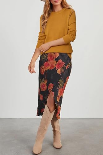 Image of Arach&Cloz Women's Wool Blend Classic Crew Neck Casual Fall Sweaters