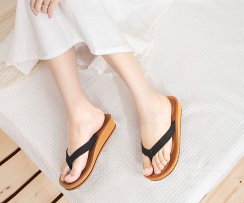 Image of COFACE Flip Flops for Women With Comfortable Arch Support Ladies Fashion Platform Thong Sandals Soft Yoga Mat Sole For Beach /Indoor Outdoor