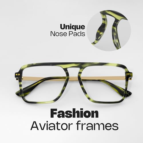 Image of Zeelool Trendy Aviator Blue Light Blocking Glasses for Men Computer Glasses ZJGX821109-02 Green