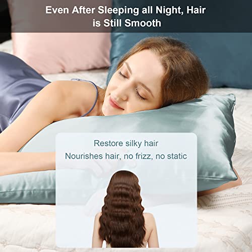 Ravmix Silk Pillowcase for Hair and Skin 21Momme Both Sides Mulberry Silk Pillow Case with Hidden Zipper, 1PCS, Standard 50×75cm, Aqua - Image 4