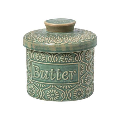 French Butter Dish with Lid, Green