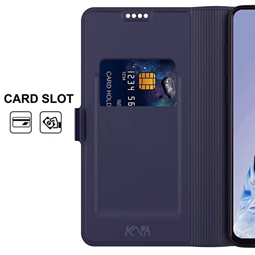 Image of Kapa Noble Slim Magnetic Leather Flip Case Cover for Oppo Reno 8 (5G),Card Holder Stand Leather Flip Wallet Case (Blue)