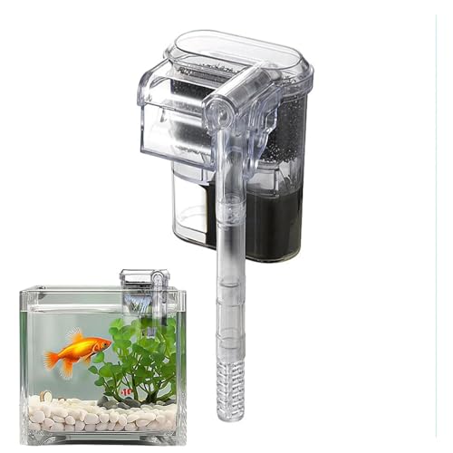 Image of VAYINATO LY-401 Mini Nano Hang-On Back Aquarium Filter, Transparent Waterfall HOB Filter with Adjustable Flow Controller, 2.5W 250 LPH, for Small Fish Tank & Bowl up to 30 cm