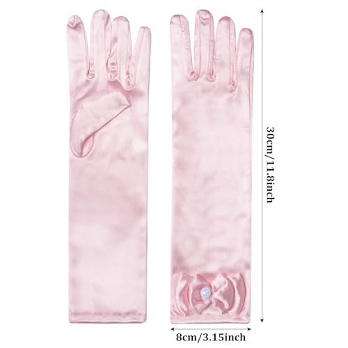Little Girls Princess Gloves - Satin Gloves for Birthday Halloween Costume Party Princess Cosplay First Communion3